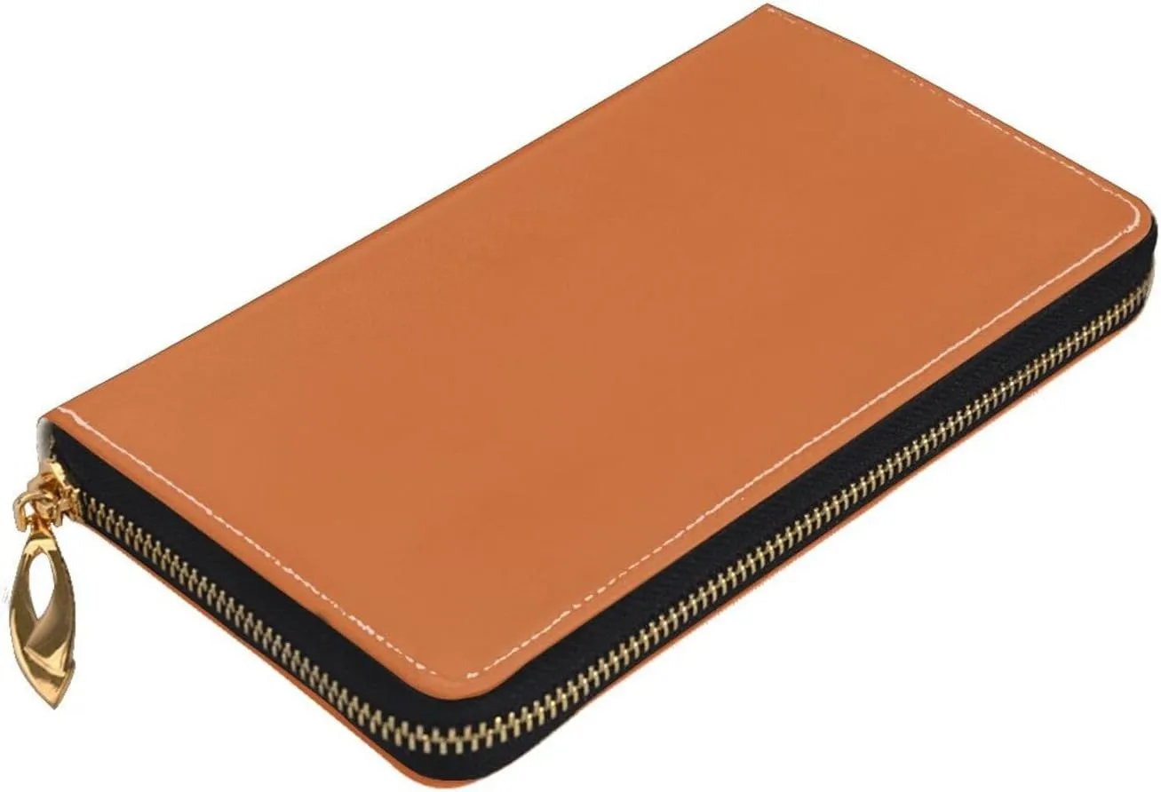 Stylish Long Wallet,Leather Zip Wallet Coin Purse Clutch Bag,Large Capacity Credit Card Organizer Bag/Fire Brick Red/Long Purse For Women And Men