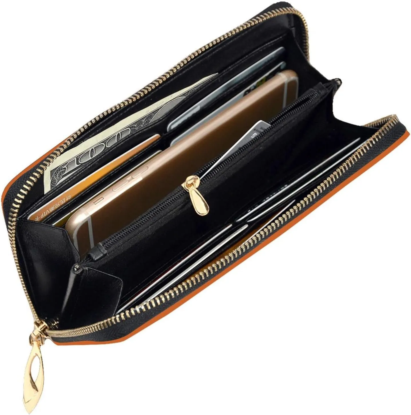 Stylish Long Wallet,Leather Zip Wallet Coin Purse Clutch Bag,Large Capacity Credit Card Organizer Bag/Fire Brick Red/Long Purse For Women And Men