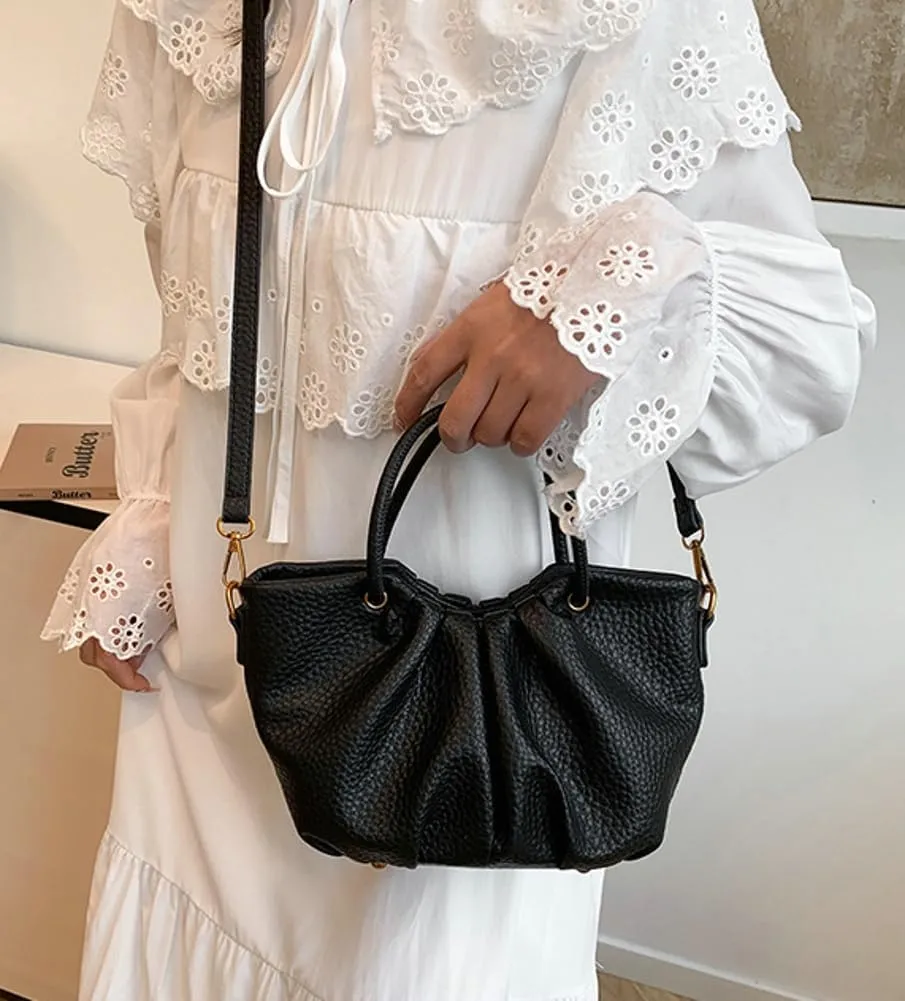 Stylish Senior Bucket Bag Simple Texture Cross Body Bag for Women PU Leather Handbag for Outdoor Trendy 2025