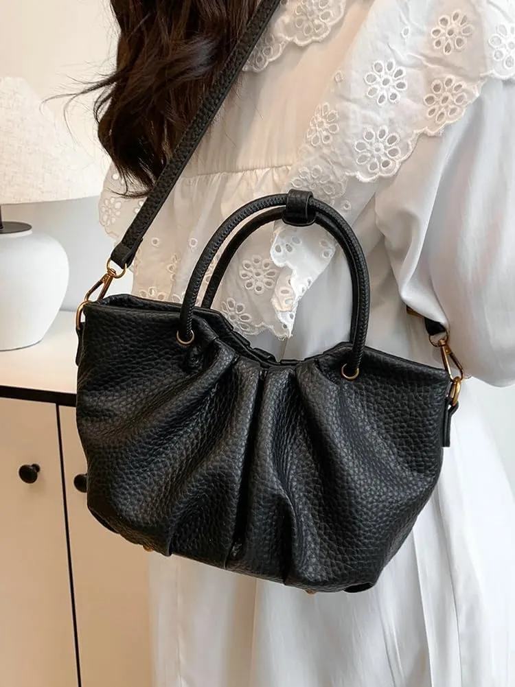 Stylish Senior Bucket Bag Simple Texture Cross Body Bag for Women PU Leather Handbag for Outdoor Trendy 2025