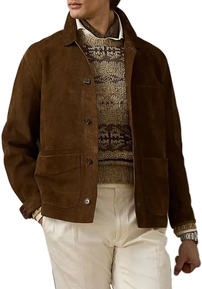 Suede Leather Jacket Men – Real Lambskin Suede Casual Leather Jackets For Men - Mens Suede Jacket