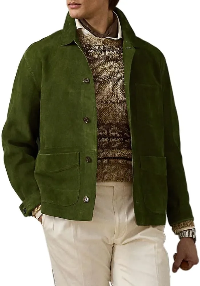 Suede Leather Jacket Men – Real Lambskin Suede Casual Leather Jackets For Men - Mens Suede Jacket