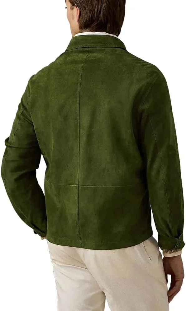 Suede Leather Jacket Men – Real Lambskin Suede Casual Leather Jackets For Men - Mens Suede Jacket