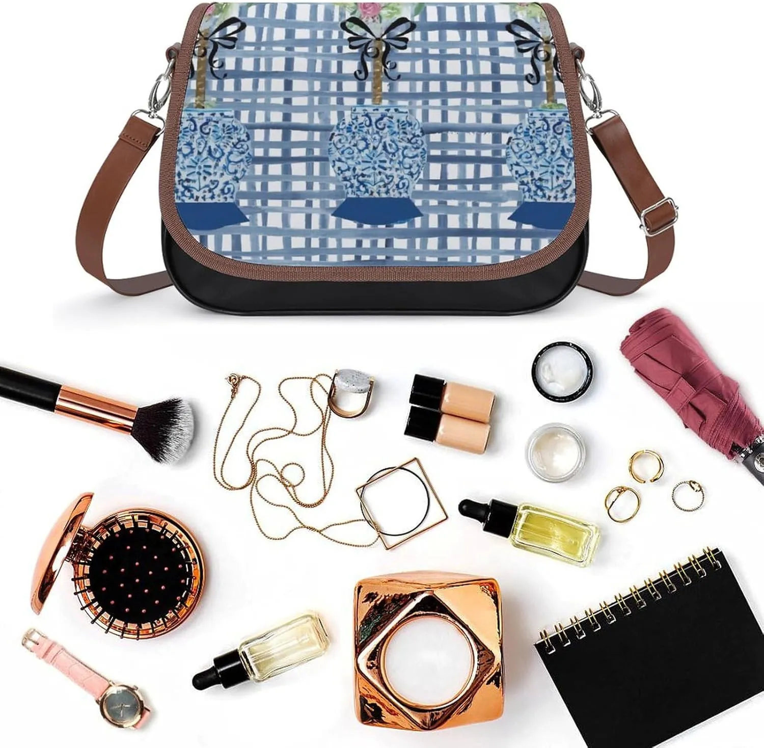 Sunflower Pattern Leather Shoulder Bag with Detachable Shoulder Strap Versatile for Daily Use