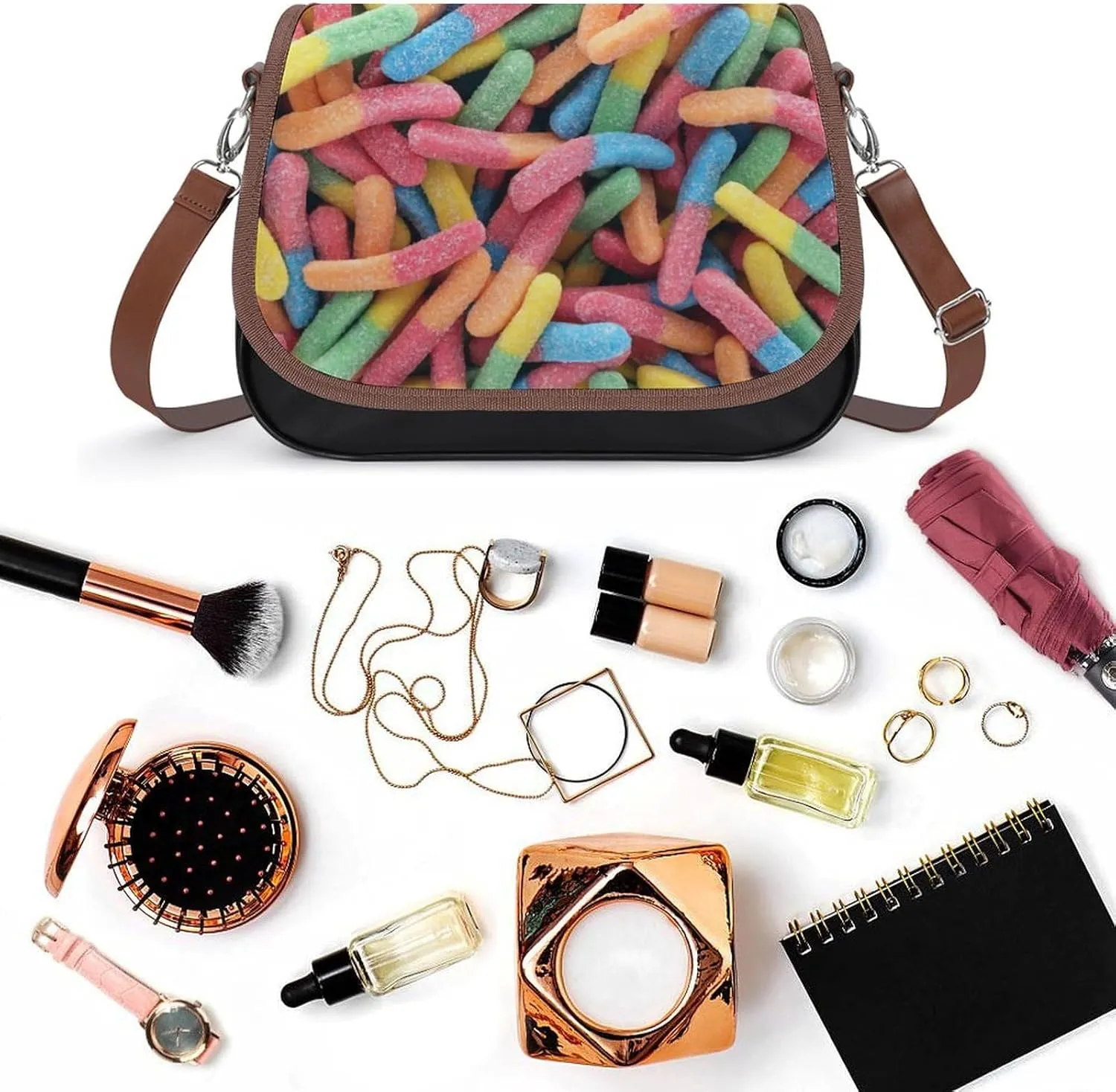 Sunflower Pattern Leather Shoulder Bag with Detachable Shoulder Strap Versatile for Daily Use