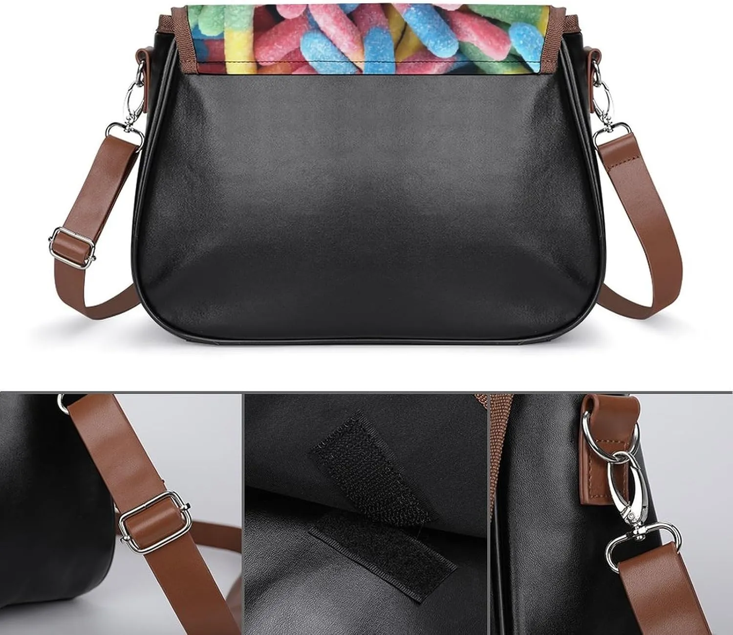 Sunflower Pattern Leather Shoulder Bag with Detachable Shoulder Strap Versatile for Daily Use