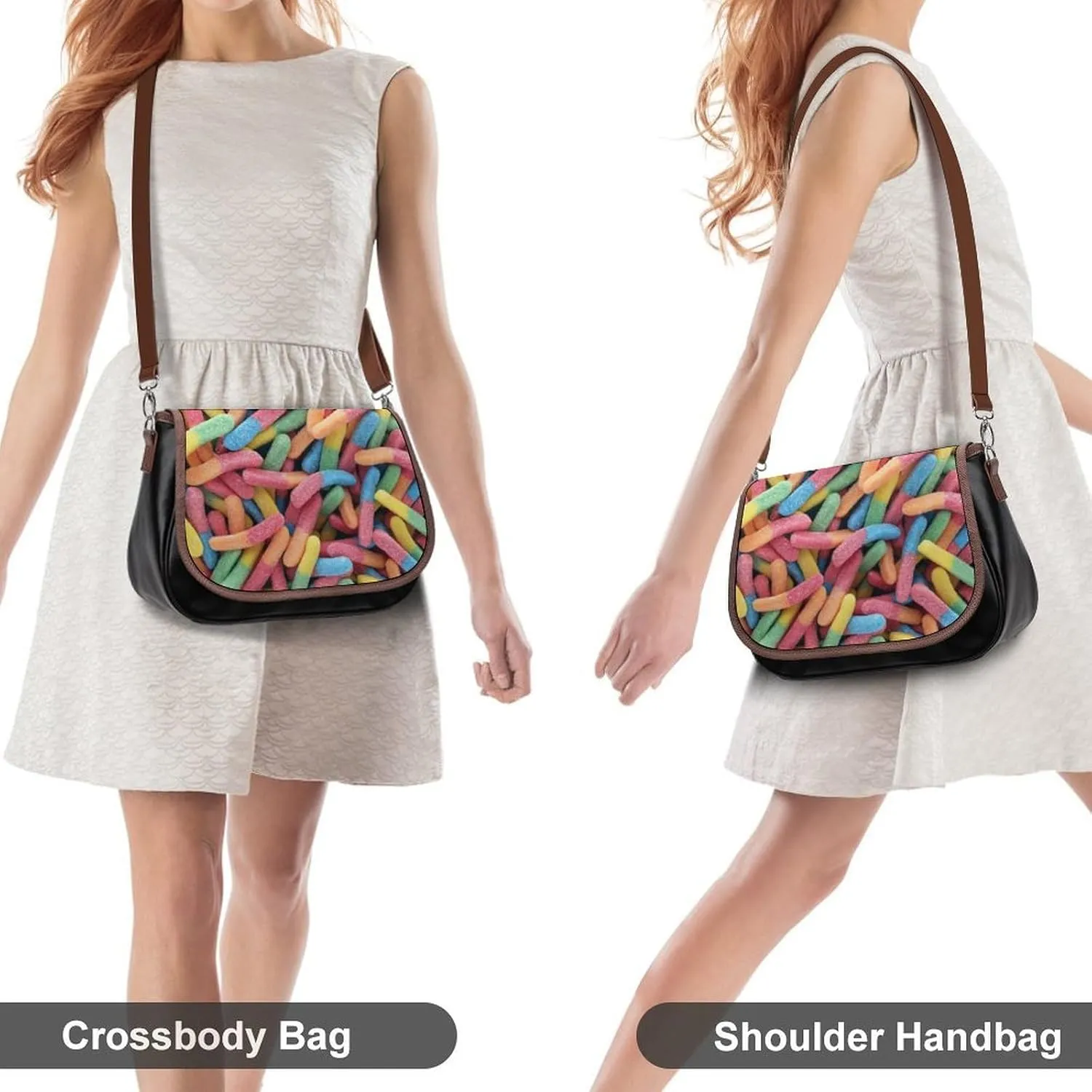 Sunflower Pattern Leather Shoulder Bag with Detachable Shoulder Strap Versatile for Daily Use