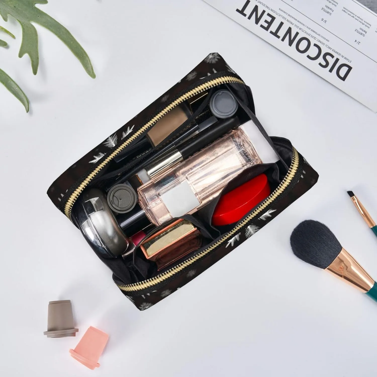Supernatural Symbols Black Toiletry Pouch, Travel-Friendly Makeup Organizer For Makeup Brushes, Lipsticks