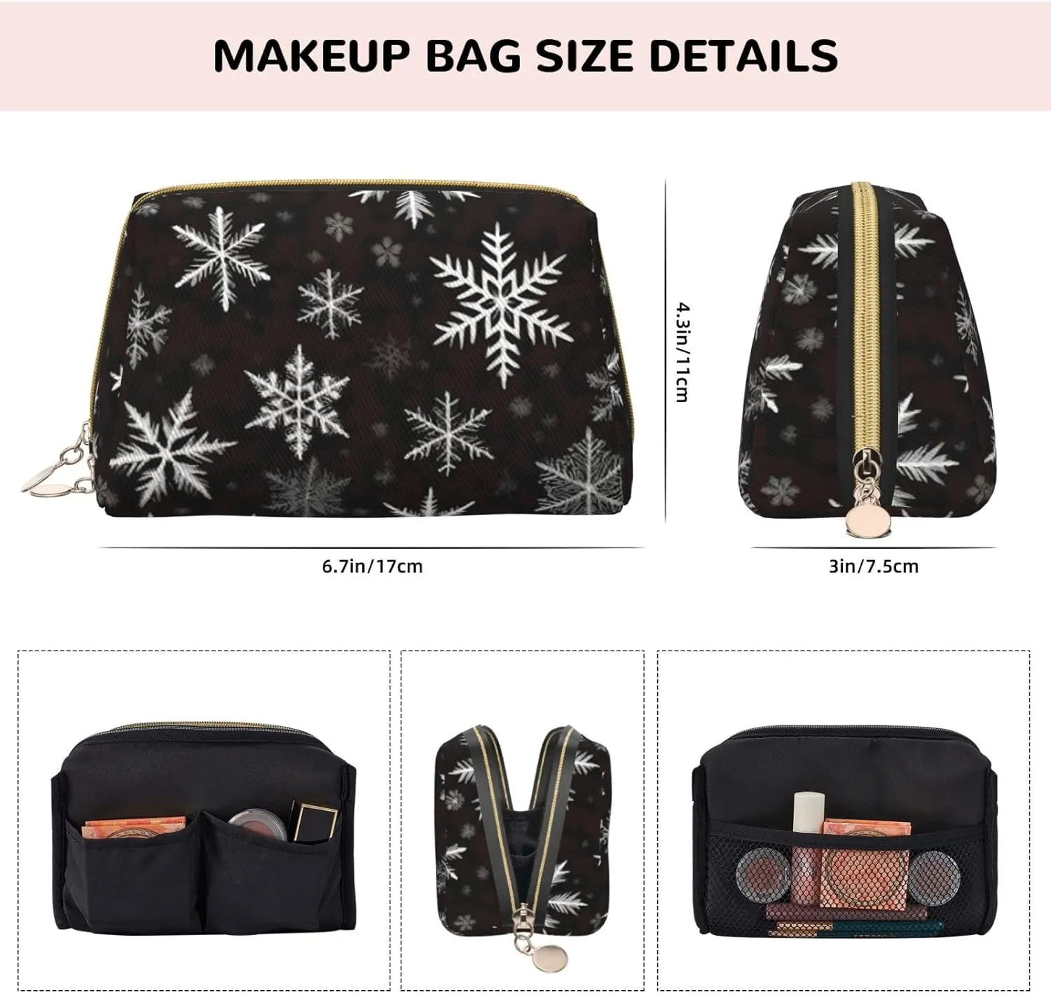 Supernatural Symbols Black Toiletry Pouch, Travel-Friendly Makeup Organizer For Makeup Brushes, Lipsticks