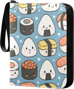 Sushi Card Binder 4 Pockets, 400 Pockets Trading Card Binder Removable Card Albums Card Holder for Games, Sports, Football, Baseball Cards