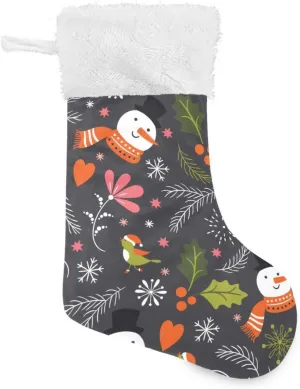 susiyo Christmas Snowman Spruce Branches Christmas Stocking 18 Inches Large Xmas Stocking Velvet Plush Fireplace Hanging Stocking Gift Holding Bag for Christmas Holiday Party Decor - 2PCS