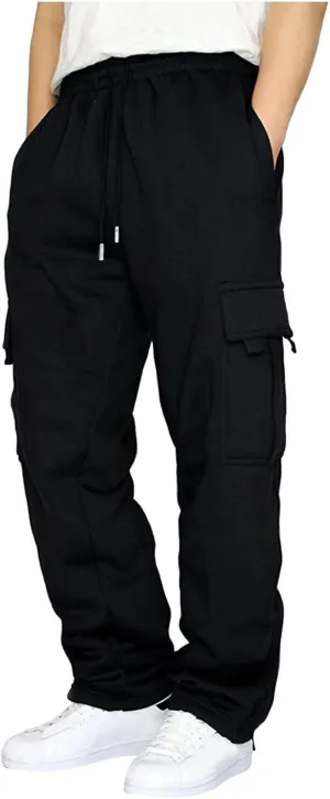 Sweatpants for Men Multi-Pocket Color Pants Casual Men's Leggings Men's Pants Heavyweight Fleece Cargo