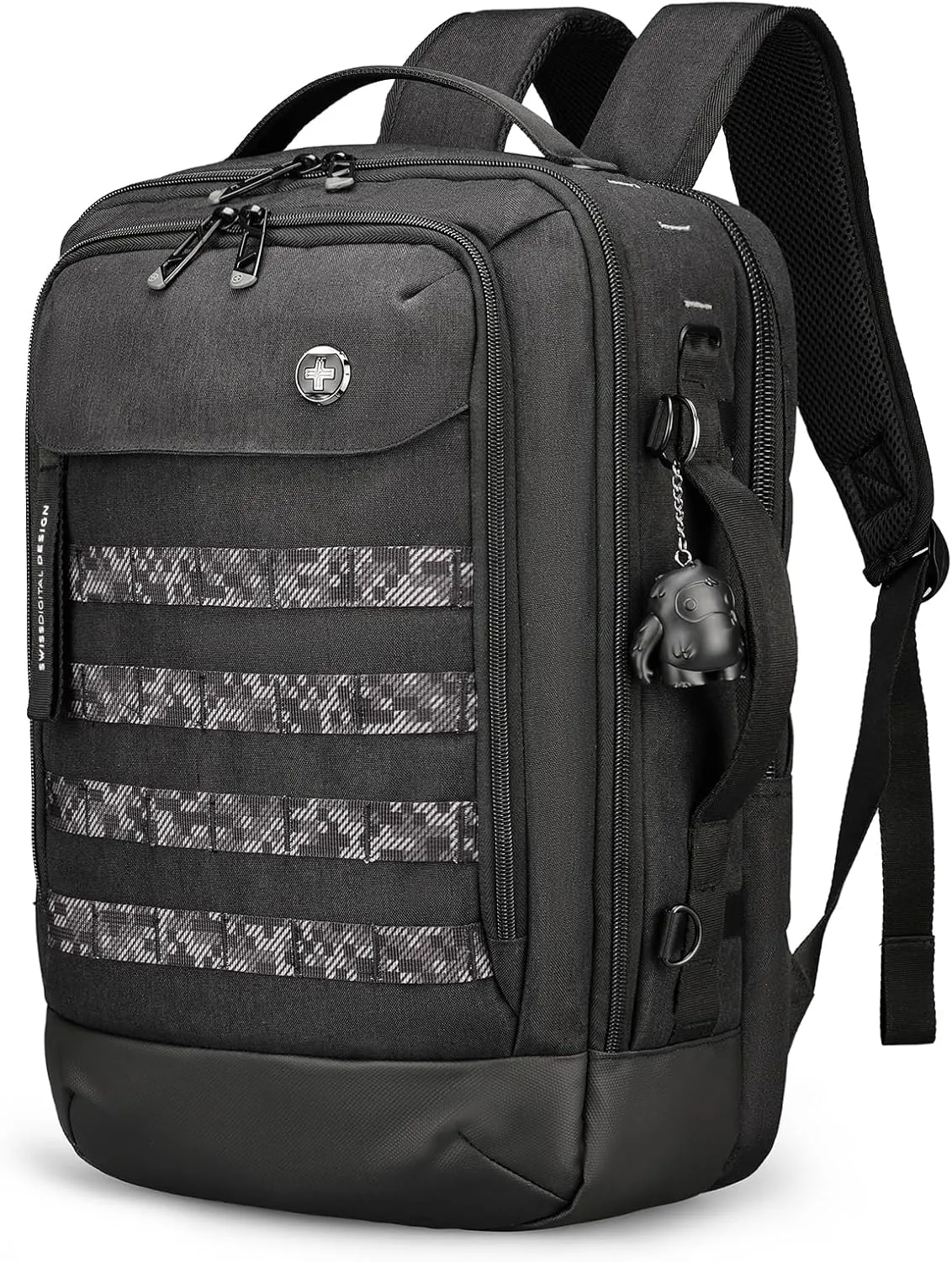 Swissdigital Design Travel Backpack with USB Charging Port, Laptop Backpack with RFID Pockets, Work Backpack Large Capacity Fits 15.6 inches Laptops for Men Women, Black | BERG