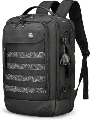 Swissdigital Design Travel Backpack with USB Charging Port, Laptop Backpack with RFID Pockets, Work Backpack Large Capacity Fits 15.6 inches Laptops for Men Women, Black | BERG