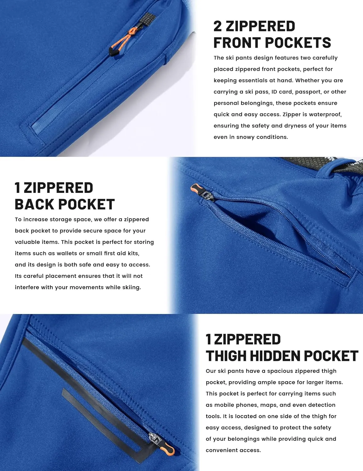 TACVASEN Men's Snow Ski Pants Windproof Snowboard Pants for Men Water Resistant Hiking Pants Fleece Lined Winter Working