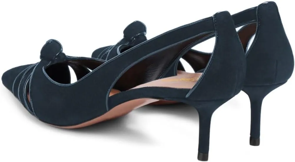 Tang'scuisins Women Bow Pointed Toe Cutout Heels Slip on Low Slim Heel Pumps Breathable Summer Fall Formal Dress Shoes Size 4-16 US