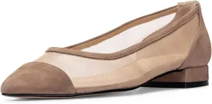 Tang'scuisins Women Classic Cap Toe Pumps Breathable Mesh Low Chunky Block Heels Slip on Daily Dress Shoes Size 4-16 US