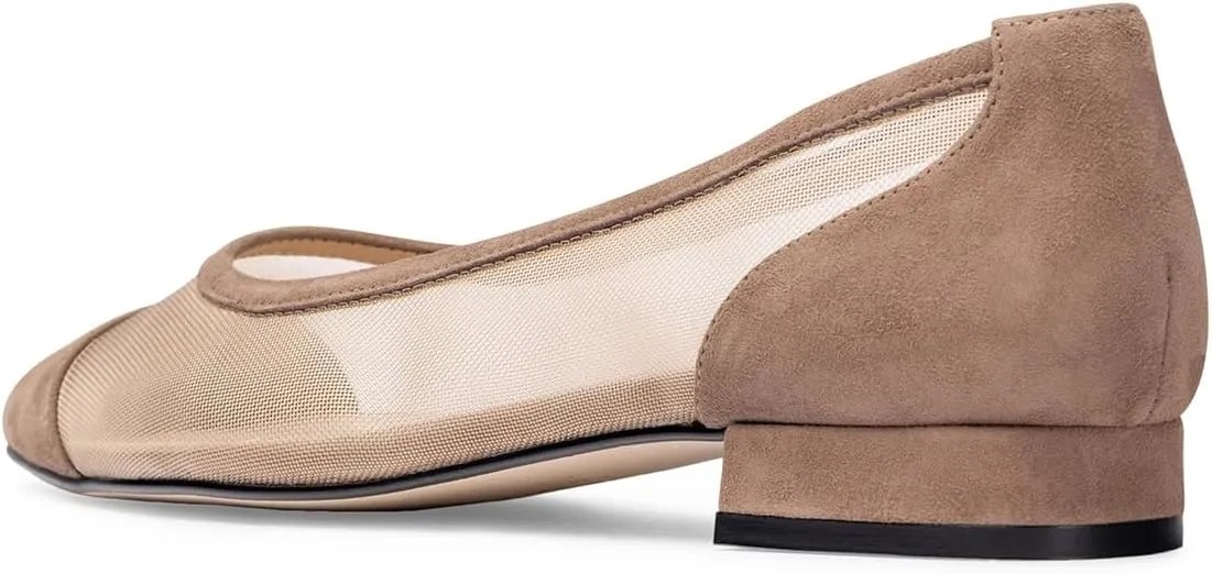 Tang'scuisins Women Classic Cap Toe Pumps Breathable Mesh Low Chunky Block Heels Slip on Daily Dress Shoes Size 4-16 US