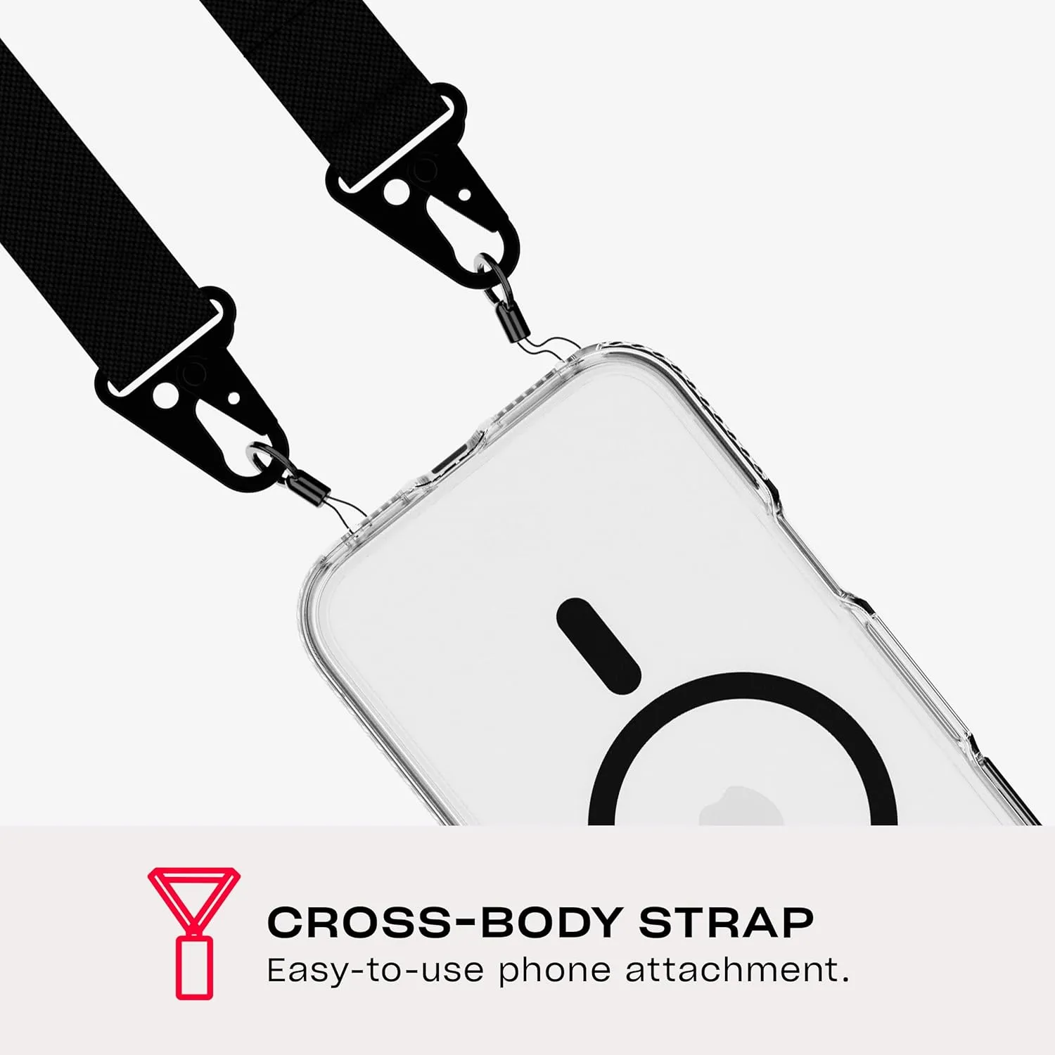 Tech21 EvoCrystal with Crossbody Lanyard for iPhone 16 Pro Max - Compatible with MagSafe - Impact Protection Case 15x Military Dtandard Tested - with Crossbody Lanyard -in Black