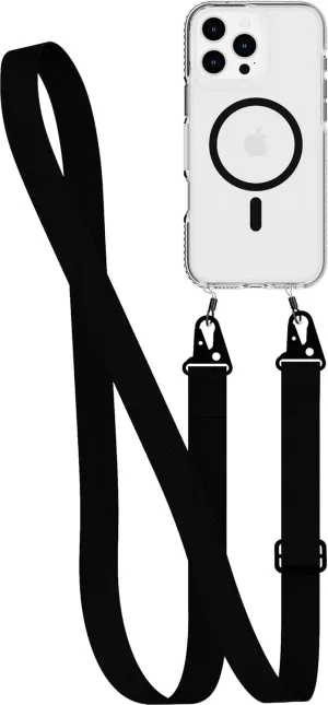 Tech21 EvoCrystal with Crossbody Lanyard for iPhone 16 Pro Max - Compatible with MagSafe - Impact Protection Case 15x Military Dtandard Tested - with Crossbody Lanyard -in Black