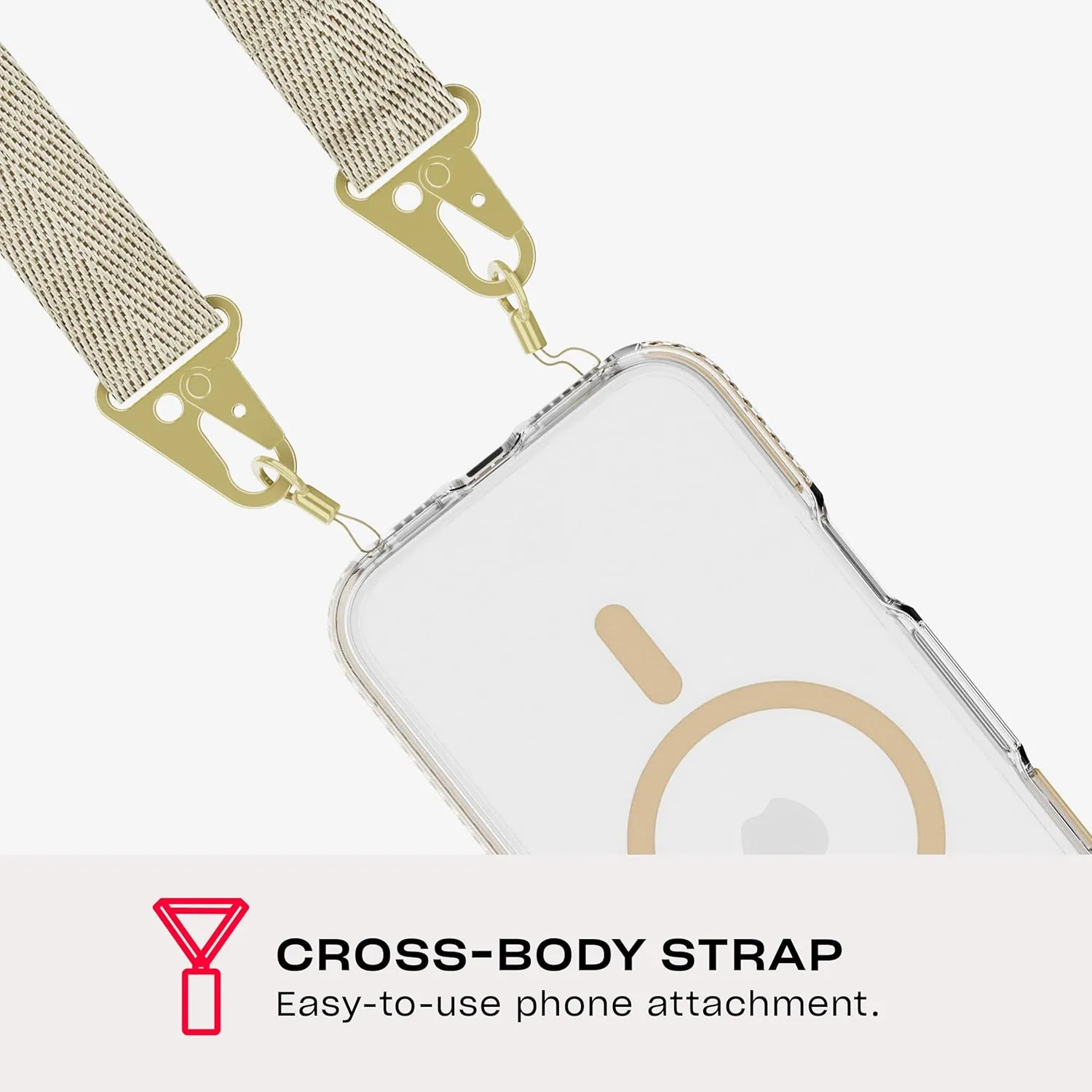 Tech21 EvoCrystal with Crossbody Lanyard for iPhone 16 Pro Max - Compatible with MagSafe - Impact Protection Case 15x Military Dtandard Tested - with Crossbody Lanyard -in Gold