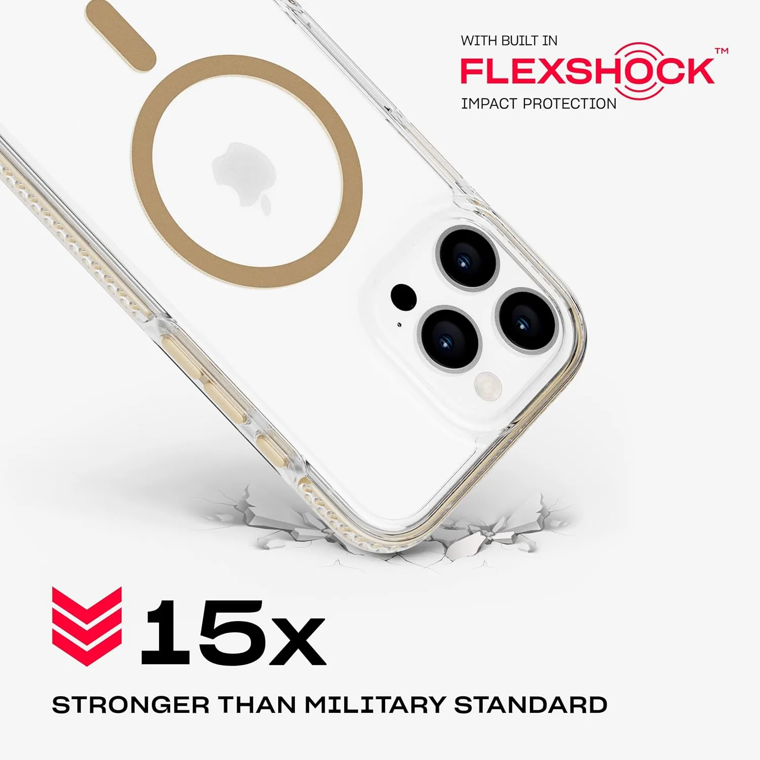 Tech21 EvoCrystal with Crossbody Lanyard for iPhone 16 Pro Max - Compatible with MagSafe - Impact Protection Case 15x Military Dtandard Tested - with Crossbody Lanyard -in Gold