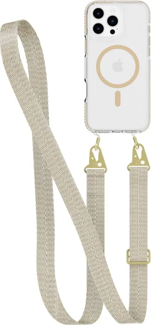 Tech21 EvoCrystal with Crossbody Lanyard for iPhone 16 Pro Max - Compatible with MagSafe - Impact Protection Case 15x Military Dtandard Tested - with Crossbody Lanyard -in Gold