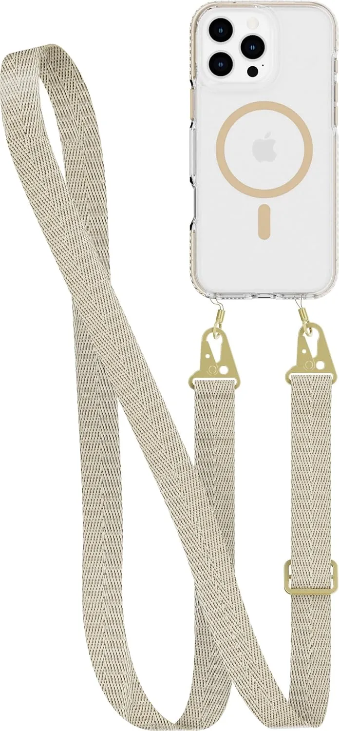 Tech21 EvoCrystal with Crossbody Lanyard for iPhone 16 Pro Max - Compatible with MagSafe - Impact Protection Case 15x Military Dtandard Tested - with Crossbody Lanyard -in Gold