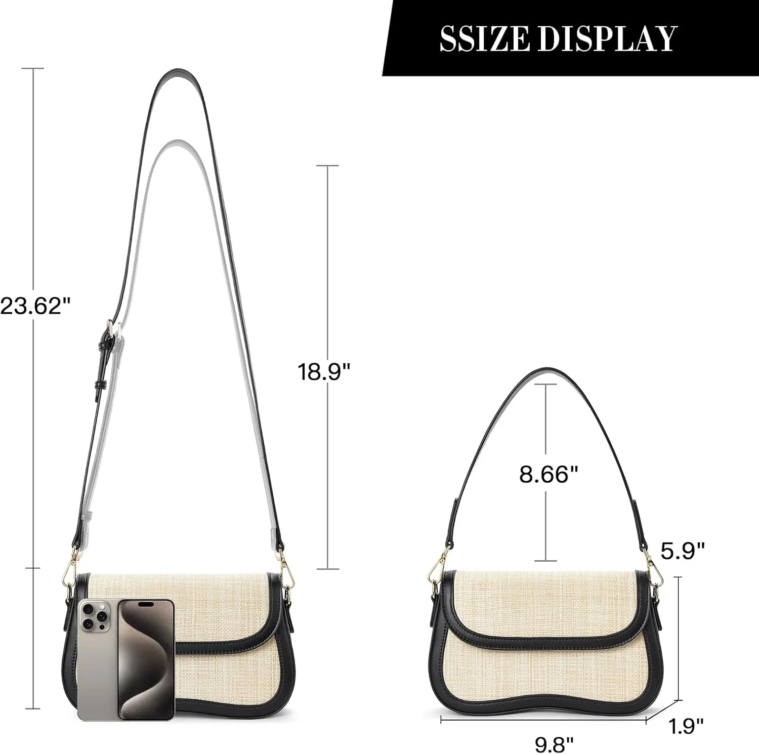 Telena Shoulder Bag for Women Vegan Leather Women's Shoulder Purses Handbags with 2 Removable Strap Crossbody Bag Purses