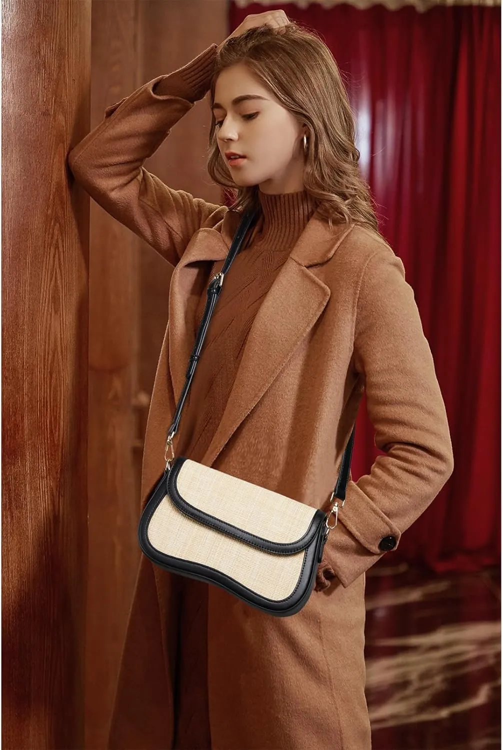 Telena Shoulder Bag for Women Vegan Leather Women's Shoulder Purses Handbags with 2 Removable Strap Crossbody Bag Purses