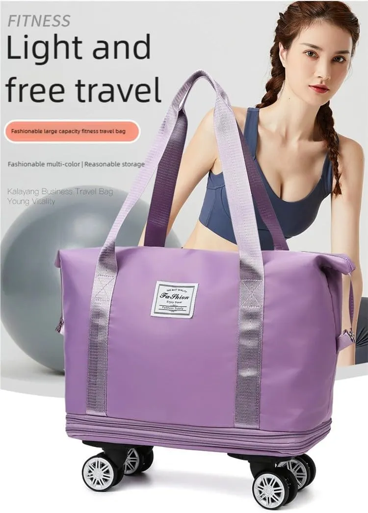 The 2025 new wheeled travel bag with large capacity is ready for production. It is waterproof, dry-wet separated and expandable The wheels are detachable (blue)