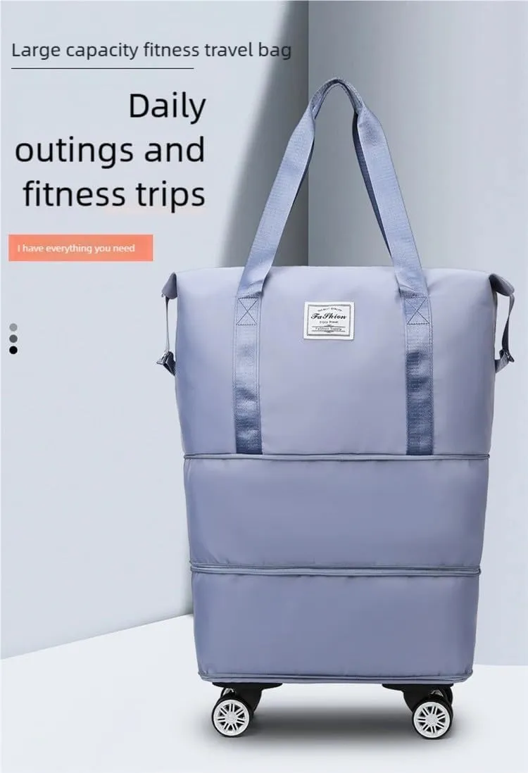 The 2025 new wheeled travel bag with large capacity is ready for production. It is waterproof, dry-wet separated and expandable The wheels are detachable (purple)