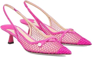 THESHY Women's Slingback Kitten Heel Glitter Pointed Toe Pearl Low Heel Pumps Casual Wedding Shoes for Women Fashion Dress Shoes
