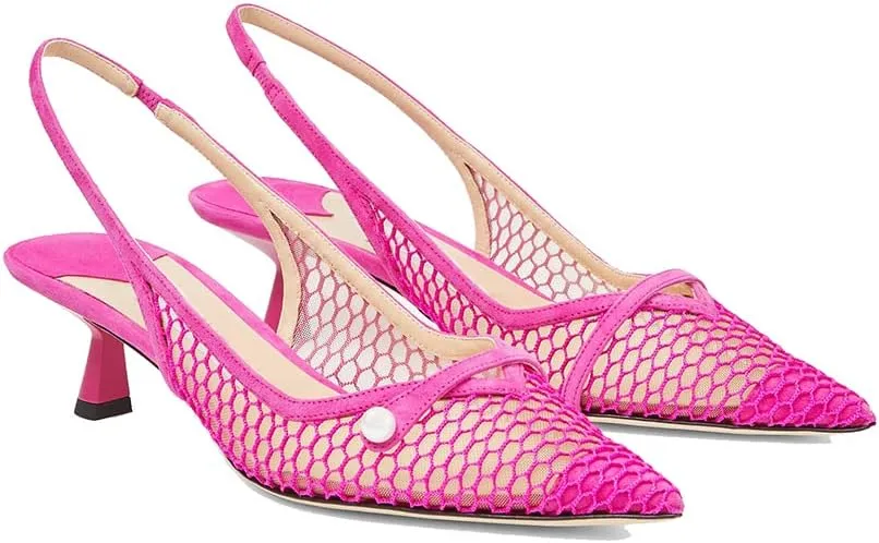 THESHY Women's Slingback Kitten Heel Glitter Pointed Toe Pearl Low Heel Pumps Casual Wedding Shoes for Women Fashion Dress Shoes