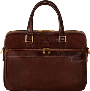 Time Resistance Leather Briefcase - Italian Handmade Leather Laptop Bag - Briefcase for Men and Women - Computer Bag