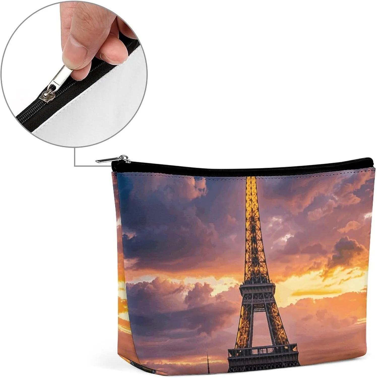 Toiletry Bag for Women Beautiful Eiffel Tower Paris Cosmetic Bag Portable Capacity Travel Makeup Bags with Zipper Lightweight Cute Beauty Makeup Organizer for Traveling, Accessories, Essentials