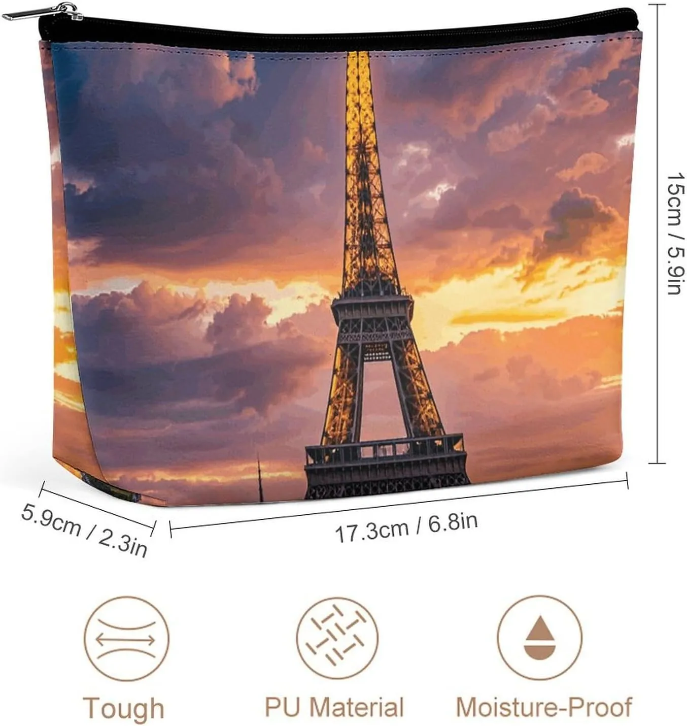 Toiletry Bag for Women Beautiful Eiffel Tower Paris Cosmetic Bag Portable Capacity Travel Makeup Bags with Zipper Lightweight Cute Beauty Makeup Organizer for Traveling, Accessories, Essentials