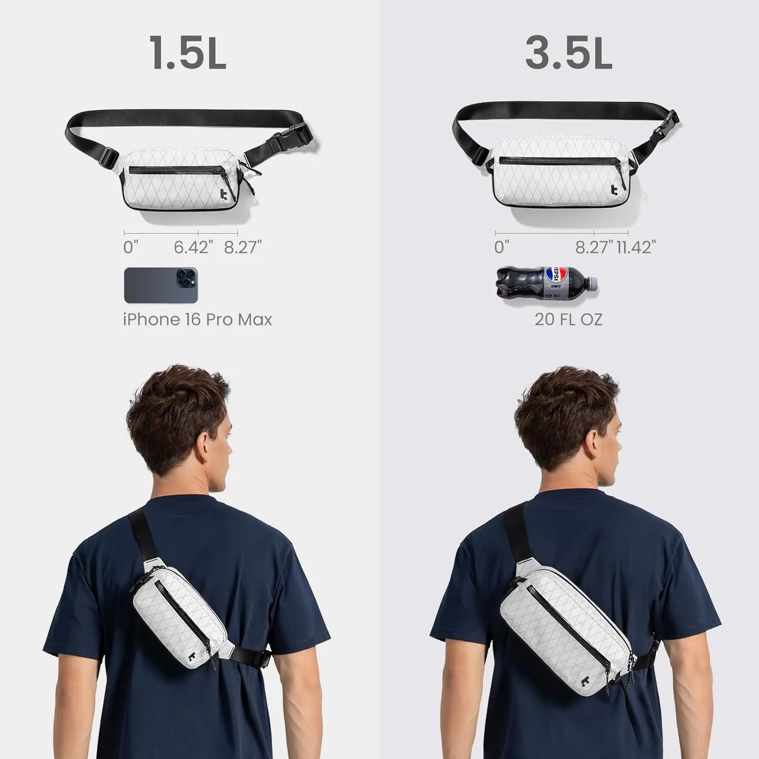 tomtoc 3.5L X-Pac Sling Bag with RFID Blocking, Crossbody Bag Minimalist Chest Shoulder Pack for Men/Women, Water-resistant Lightweight Casual Funny Pack for Travel/Daily Commute