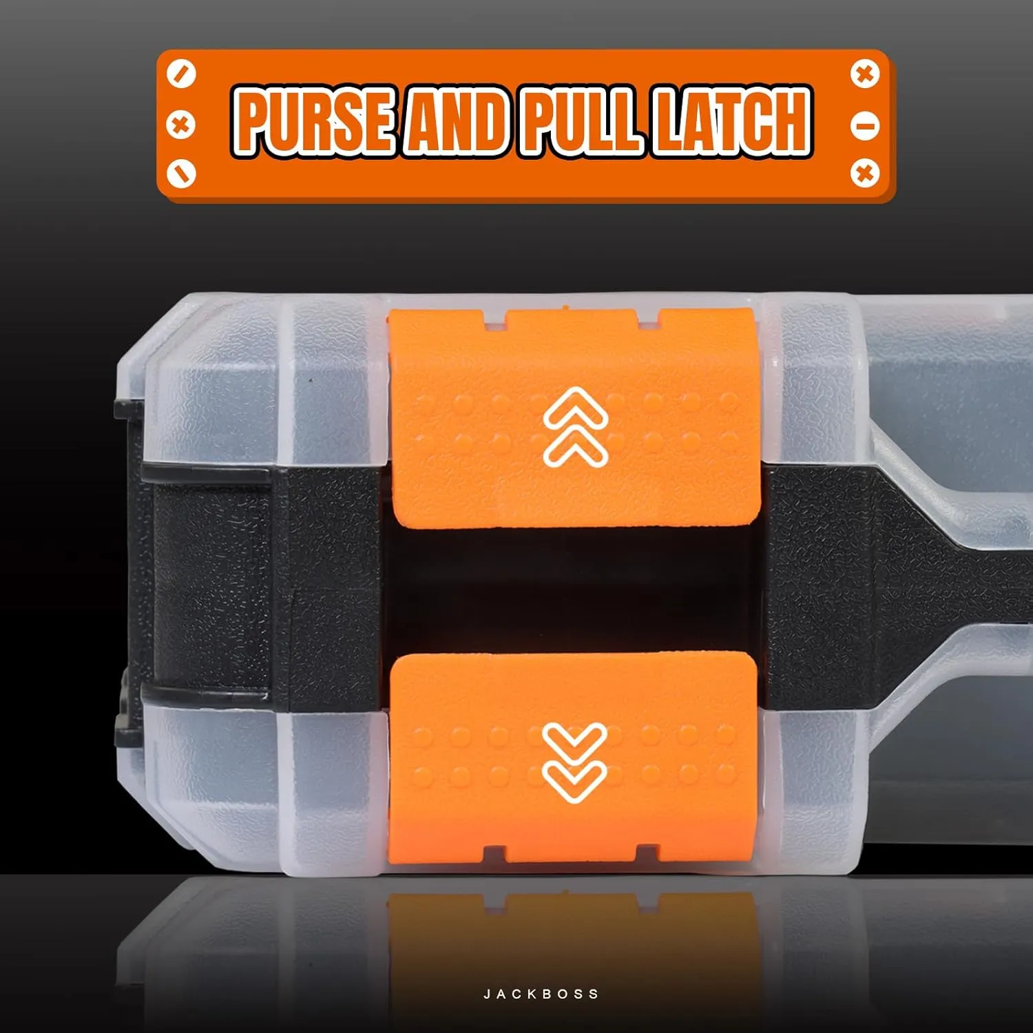 Tool Box with Transparent Lid, Double Side 34-Compartments Organizer Box with Removable Dividers for Hardware, Screws, Bolts, Nails, Beads, Jewelry and Fishing Accessories, Orange, 4 Pack