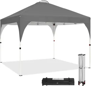 Topeakmart 10x10 Pop Up Canopy, Outdoor Portable Shelter Tent with 4 Sandbags, Wheeled Bag, for Events, Parties, Camping (Dark Gray, 10x10)