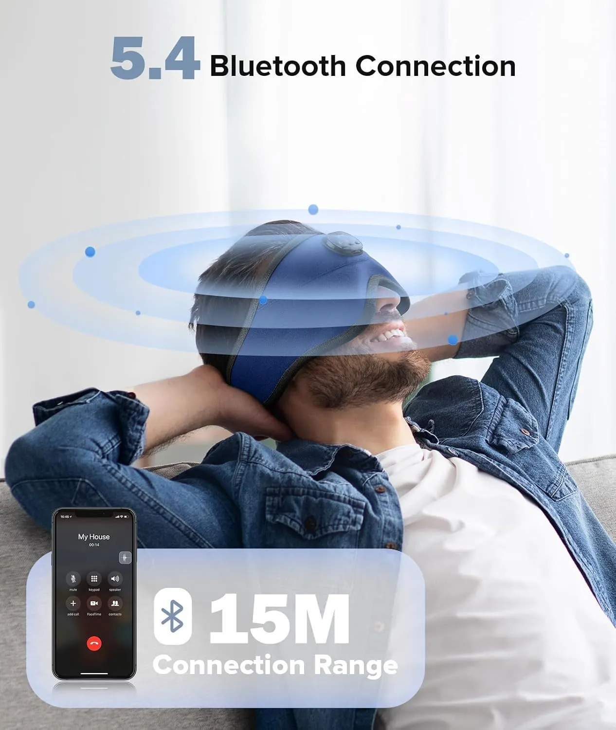 TOPOINT Sleep Mask with Bluetooth Headphones, 3D Eye Mask for Sleep Headphones with White Noise, Total Blackout, 5.4 Bluetooth, Timer, 15 Hours for Women Men, Travel, Meditation, Nap, CPAP Users