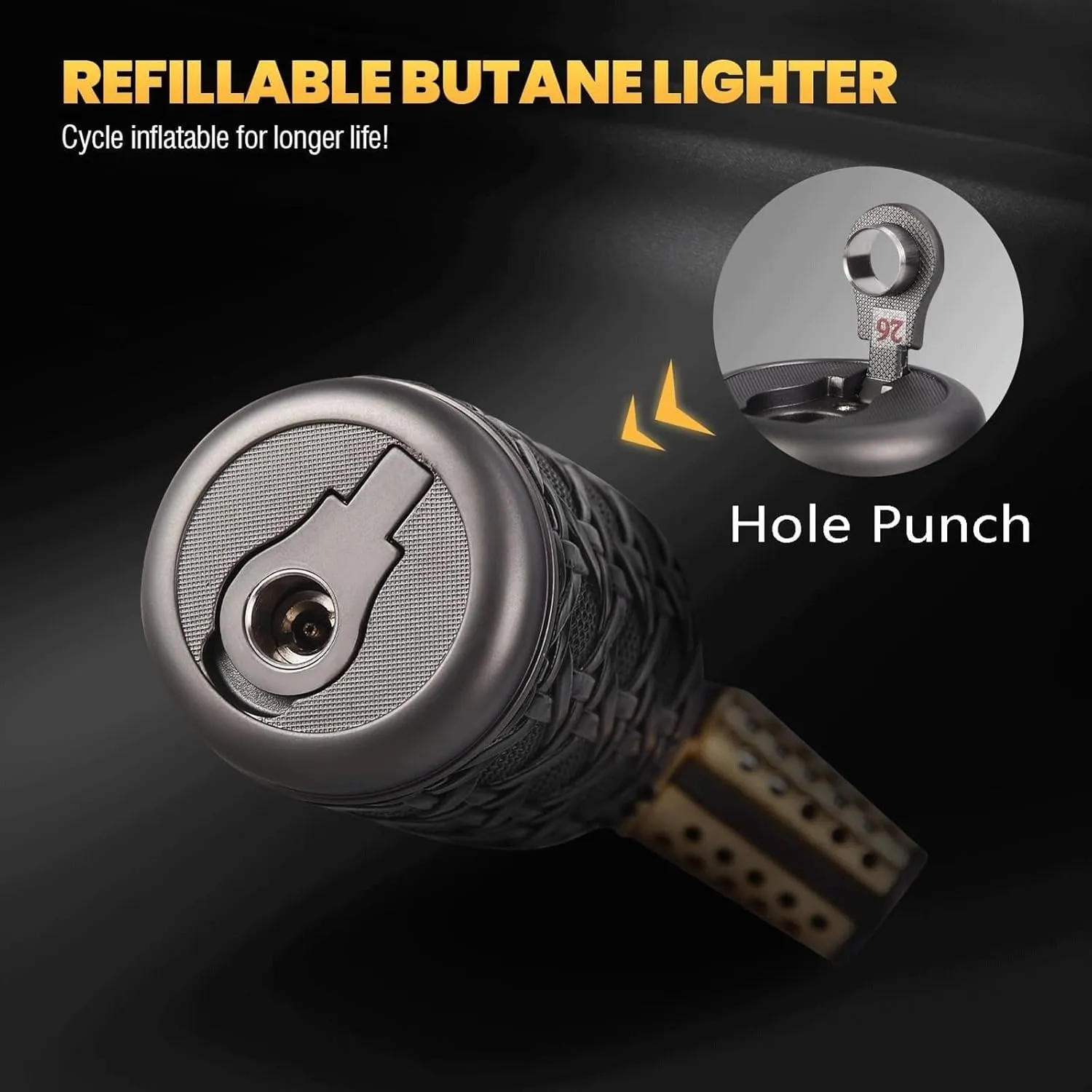 Torch Lighter, Windproof Jet Flame, Safety Lock, Butane Refillable, Metal Multi-Purpose Lighter, Suitable for Candles, Camping (No Butane)(Green)