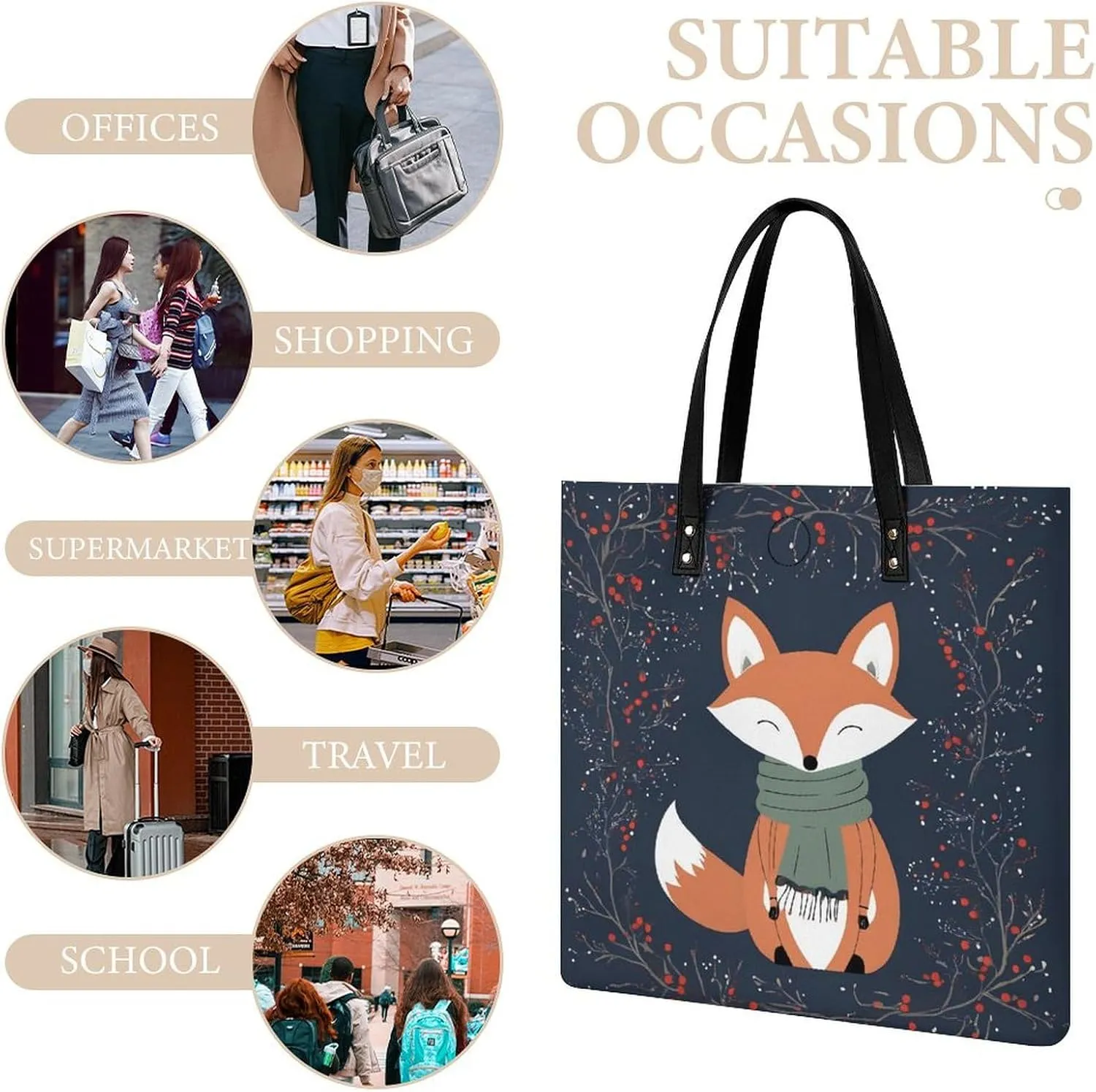 Tote Bag for Women Work Pu Leather Travel Purse and Handbags