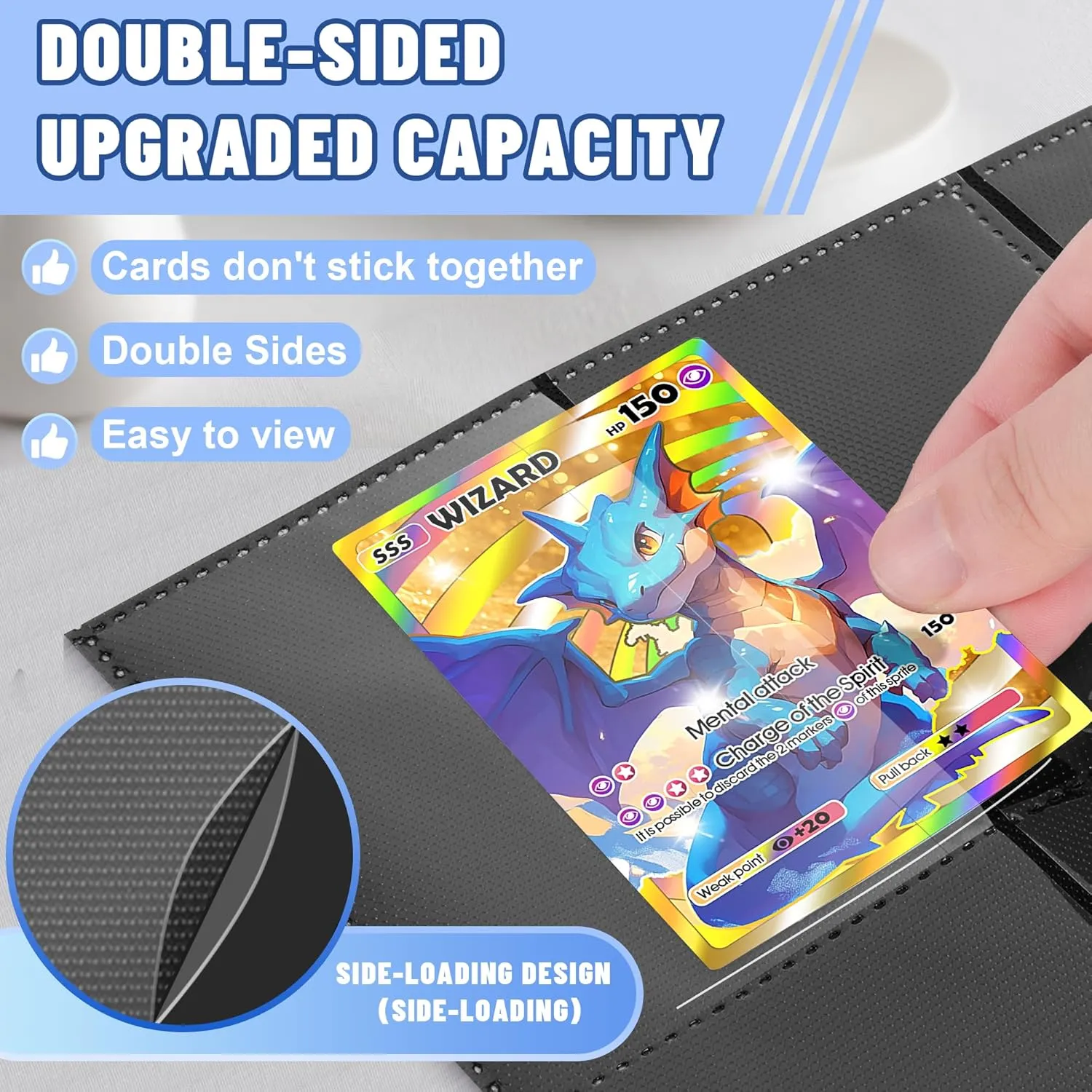 Trading Card Binder Sleeves, Baseball Holder Fit for Standard Size Sport Cards, 3 Ring Binder (Black)