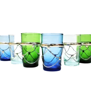 Traditional Moroccan Tea Glasses With Metal Holders﻿, Set Of 6