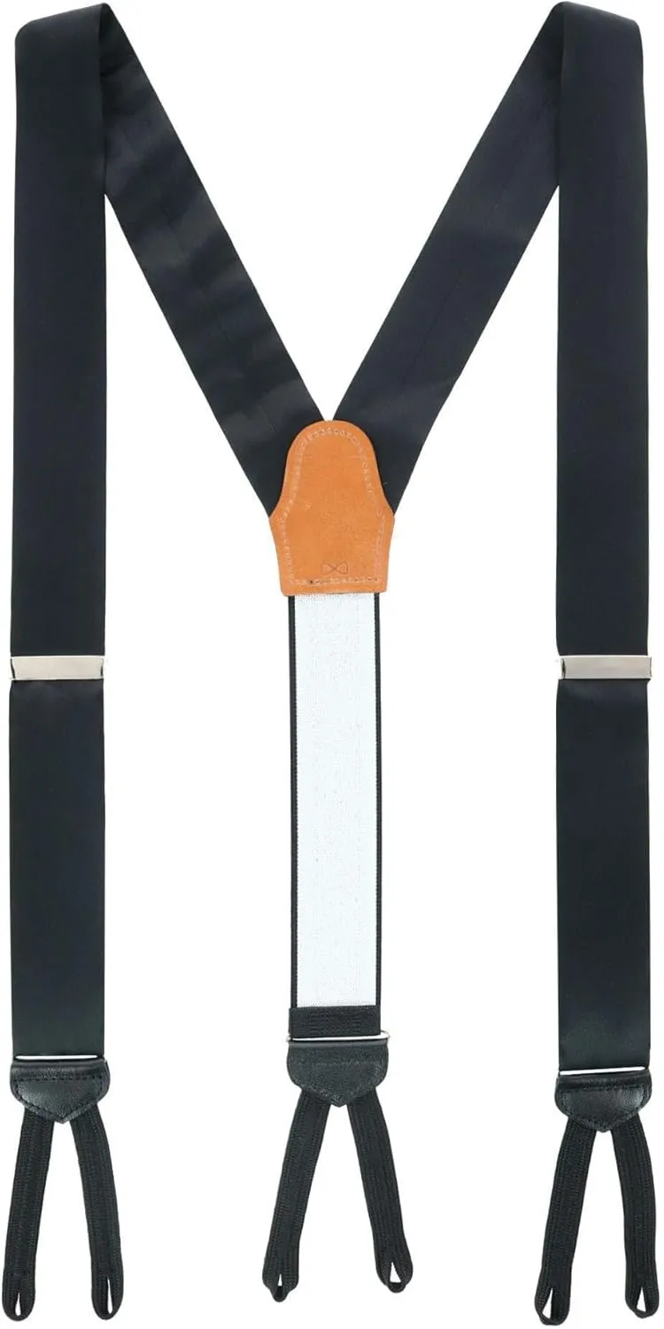 Trafalgar Sutton Solid Color Silk Formal Suspenders | Y-Back, Adjustable Braces
