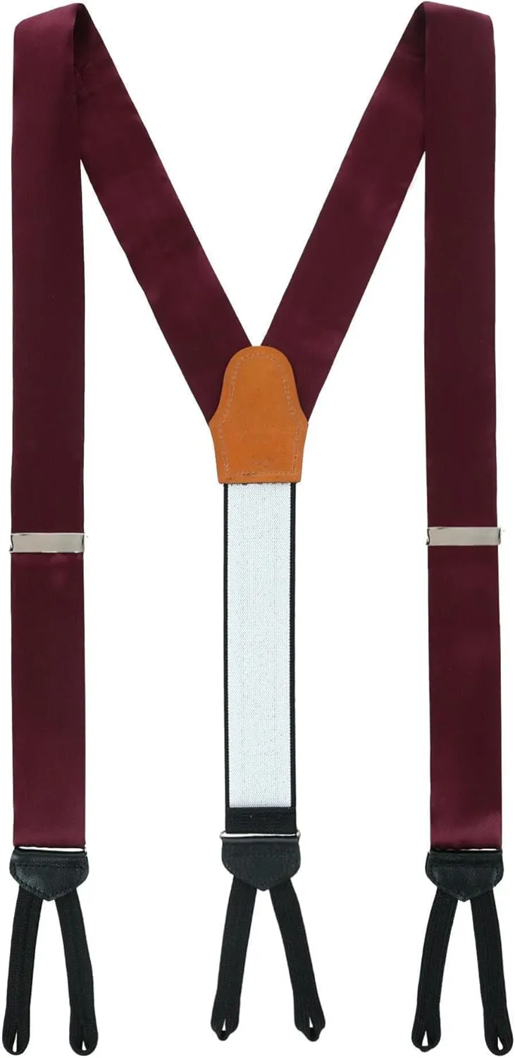 Trafalgar Sutton Solid Color Silk Formal Suspenders | Y-Back, Adjustable Braces