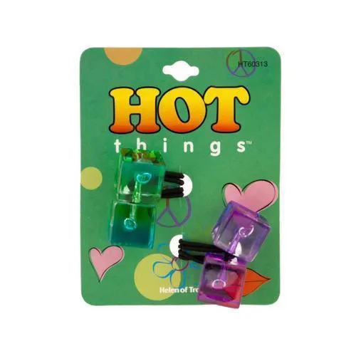 Transparent Color Cubes Ponytail Holders ( Case of 30 )