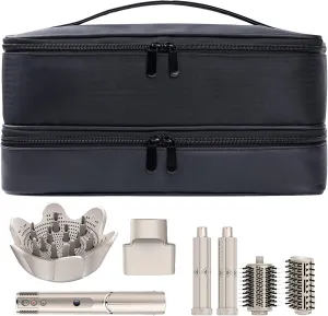 Travel Carrying Case for Hair Dryer Shark Flexstyle Dyson Airwrap Brush Double-Layer Hair Accessories Tools Storage Bag for Revlon Hairdryer Styler Organizer (Black)