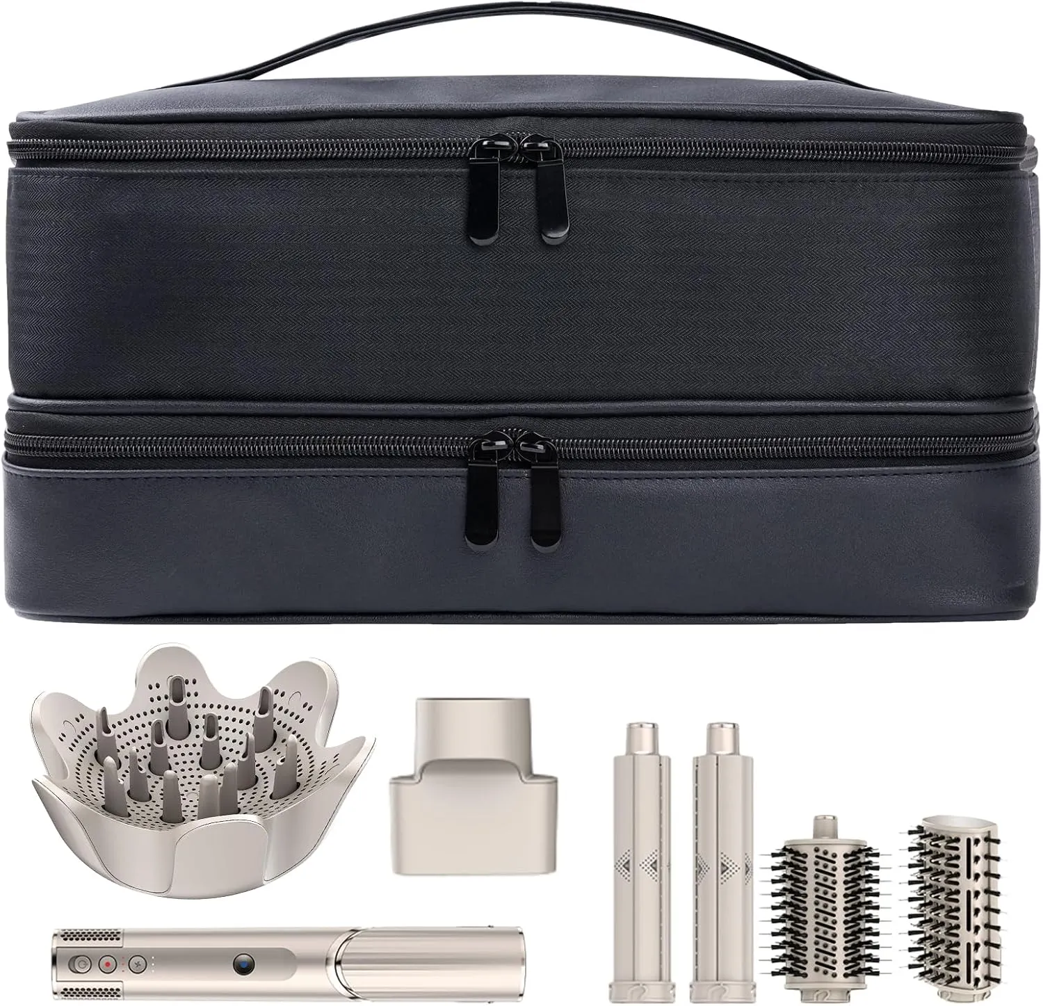 Travel Carrying Case for Hair Dryer Shark Flexstyle Dyson Airwrap Brush Double-Layer Hair Accessories Tools Storage Bag for Revlon Hairdryer Styler Organizer (Black)
